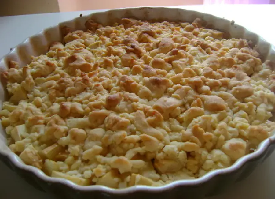 Tarte crumble à la compote de pomme