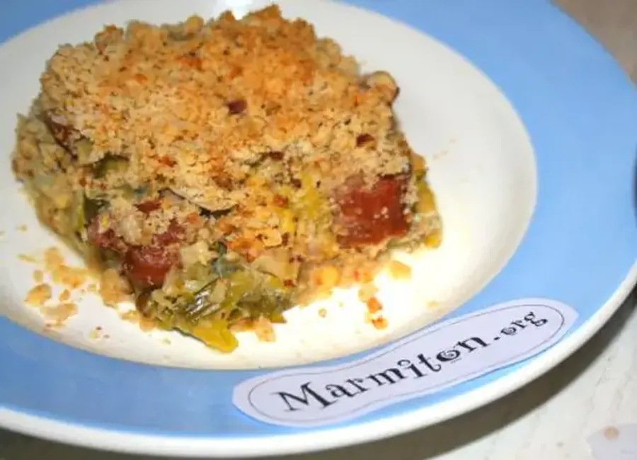 Crumble de poireaux à la montbéliarde