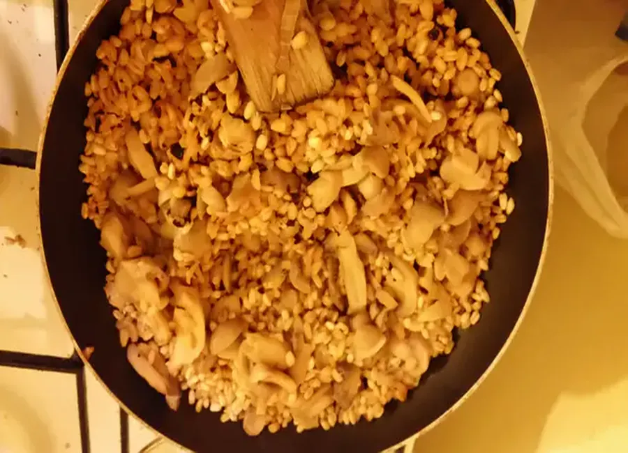Blé au jambon et champignons