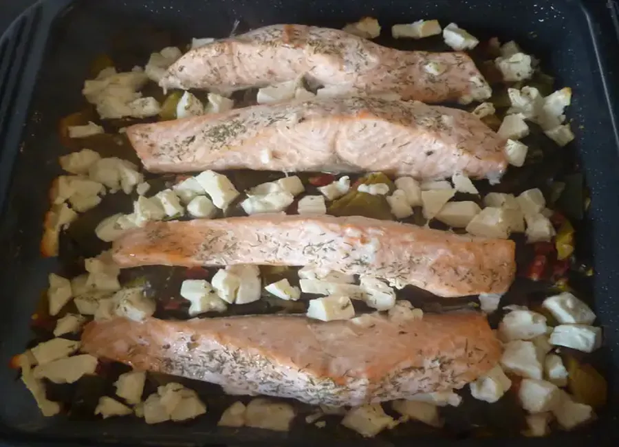 Papillote saumon poireaux féta