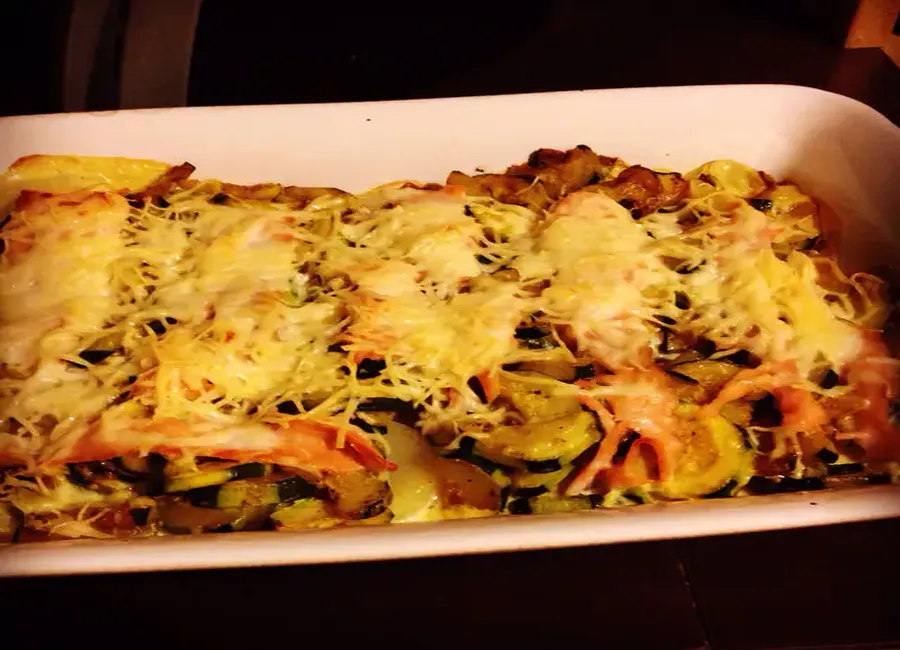 Gratin pommes de terre, courgettes et saumon