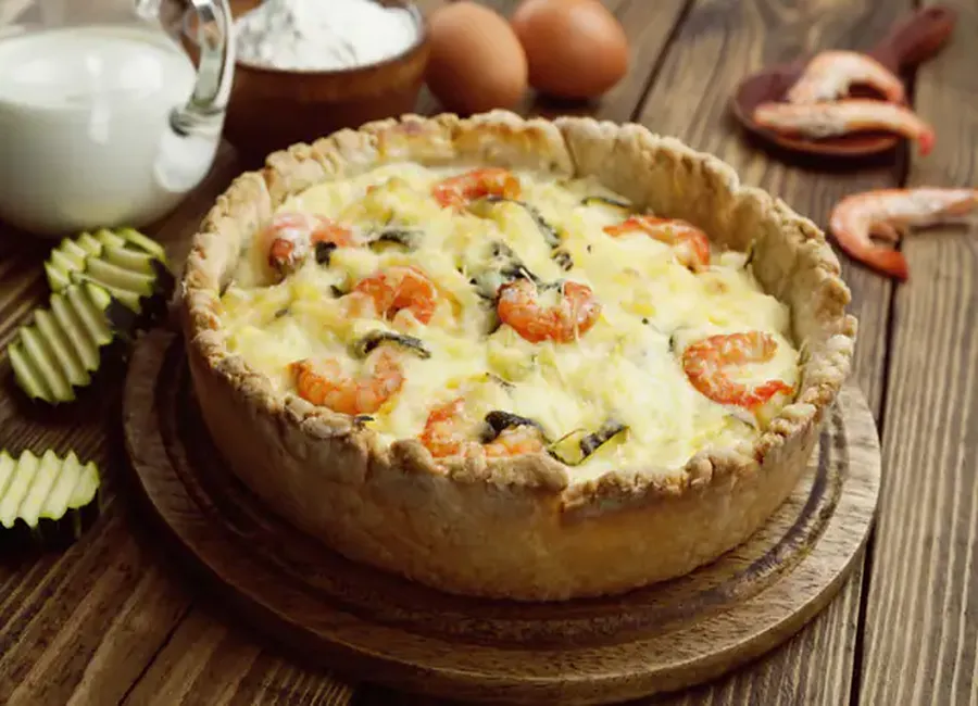 Quiche aux fruits de mer et champignons