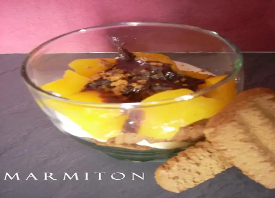Verrine pêche, banane et chocolat