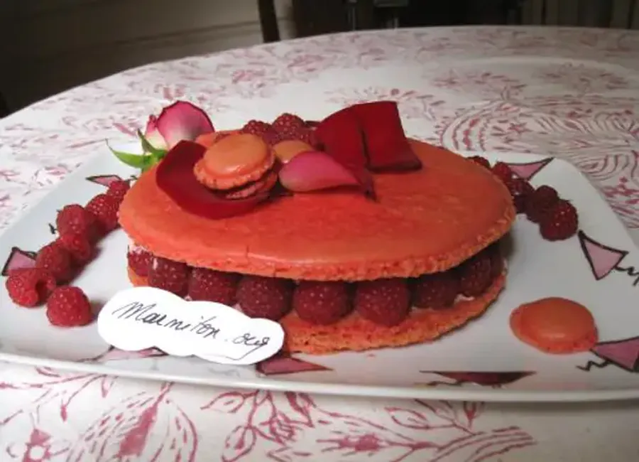Macaron géant framboise/litchi/rose - presque un ispahan