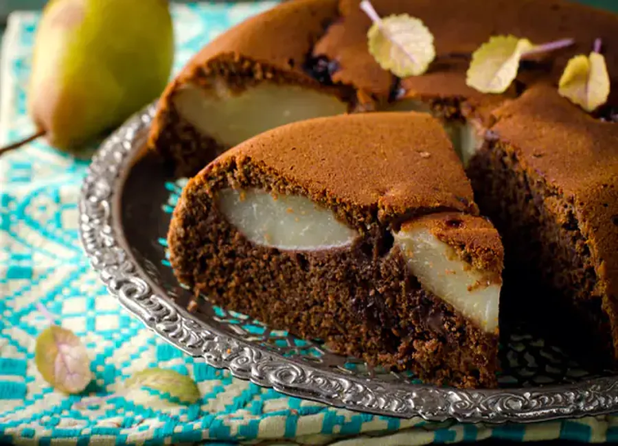 Tarte poires chocolat et noisettes