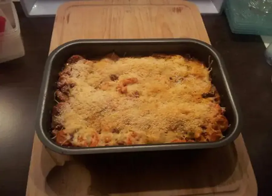 Gratin de carottes, champignons, lardons