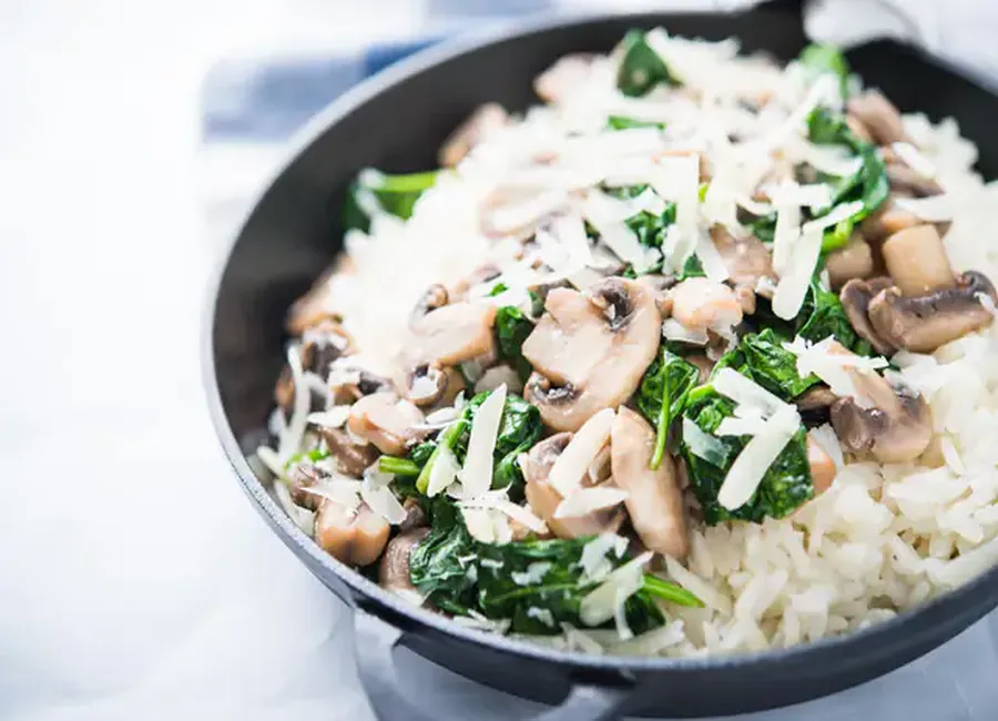 Risotto aux épinards et champignons