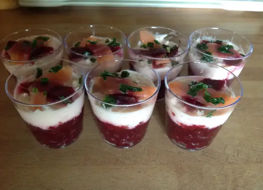 Verrine saumon et betterave