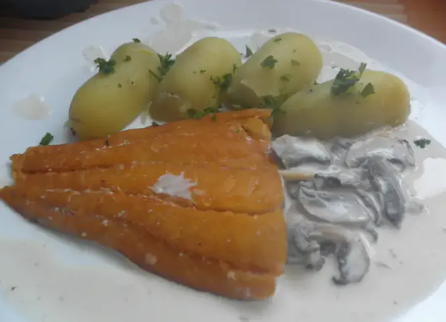 Haddock sauce crémeuse aux champignons