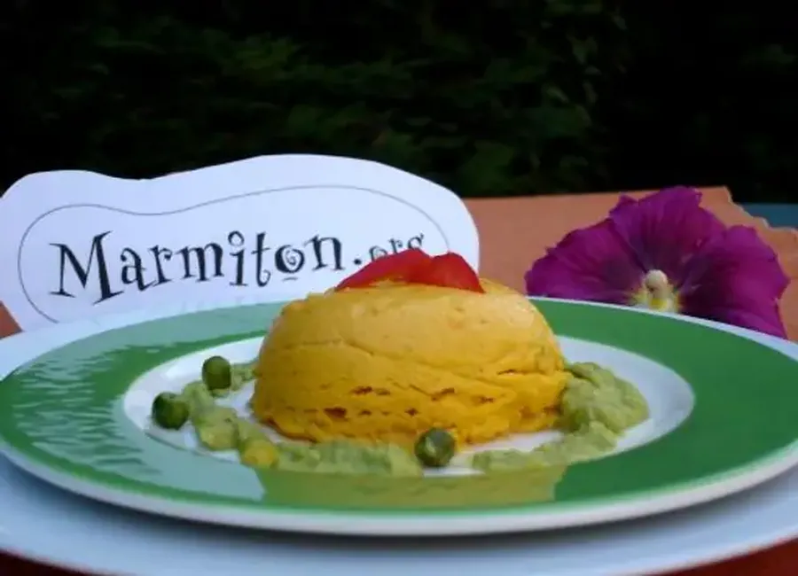 Timbales de carottes à la ricotta, sauce aux petits pois et à la sauge