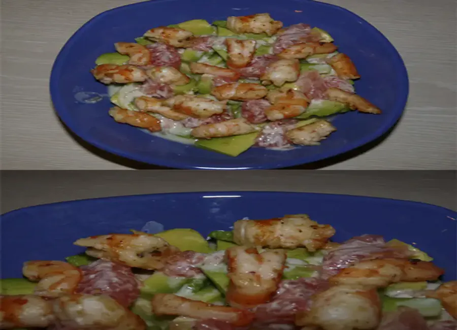 Salade de crevette, avocat et pamplemousse