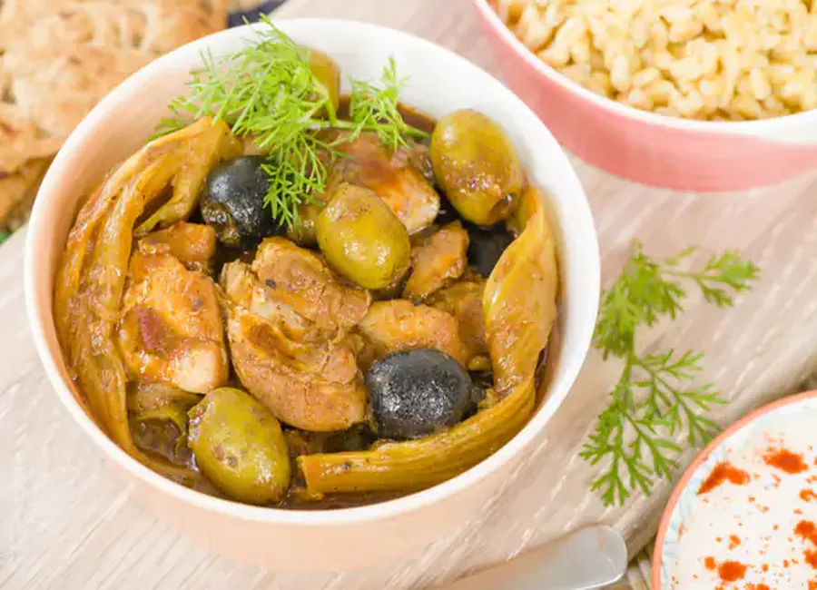 Tajine de poulet olives citrons