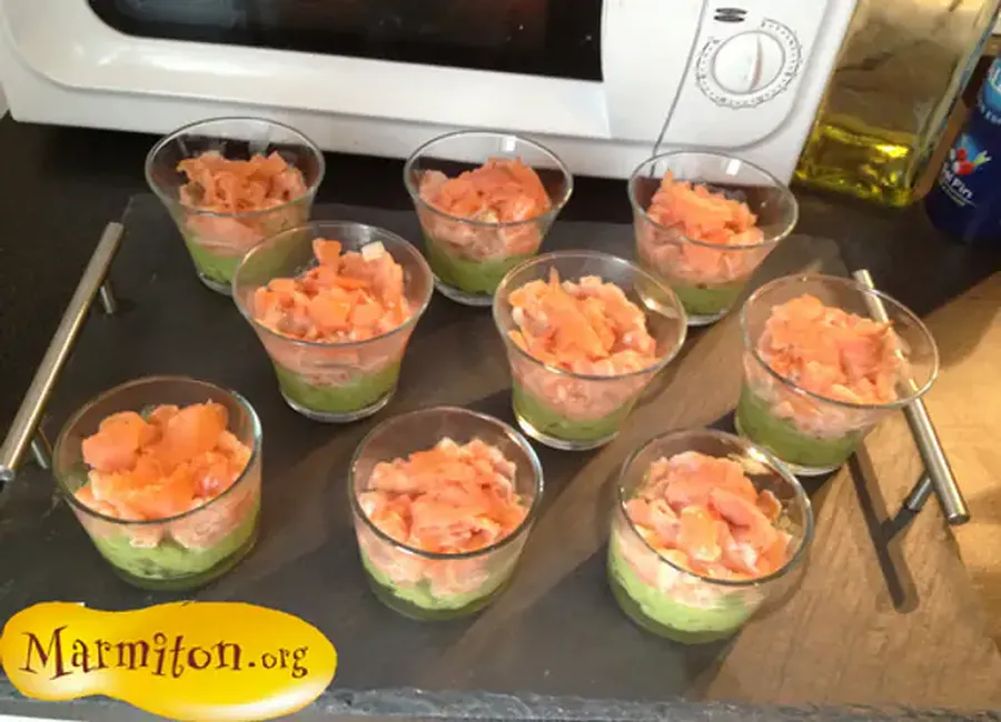 Verrine deux saumons et avocat