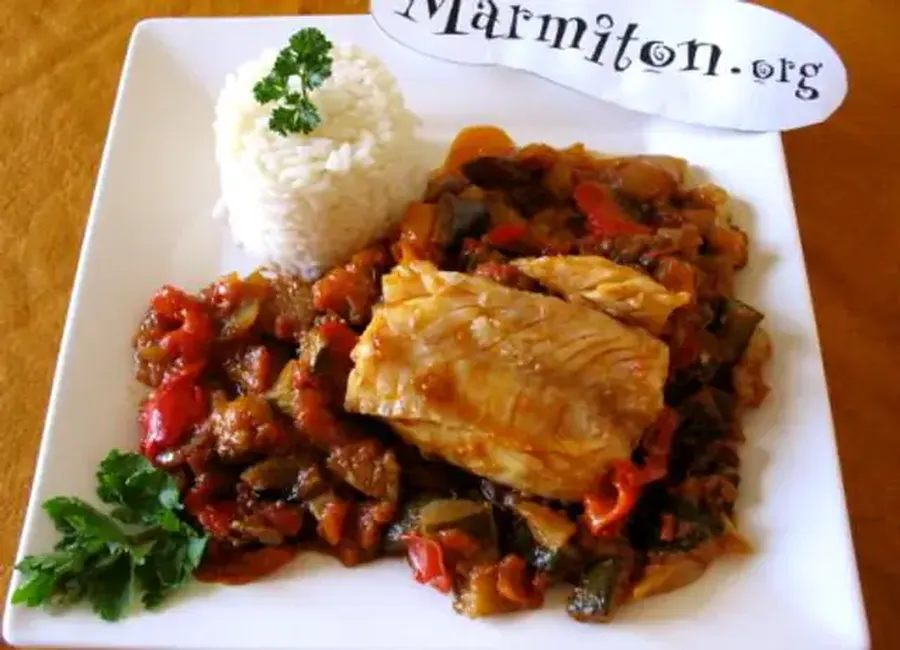 Dos de cabillaud sur ratatouille safranée