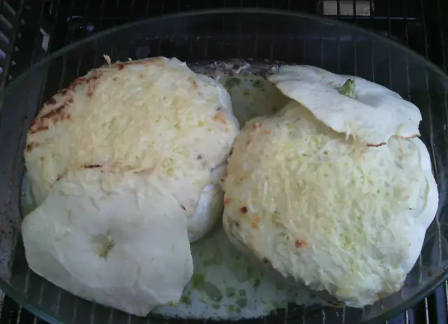 Pâtissons farcis (restes de poisson)