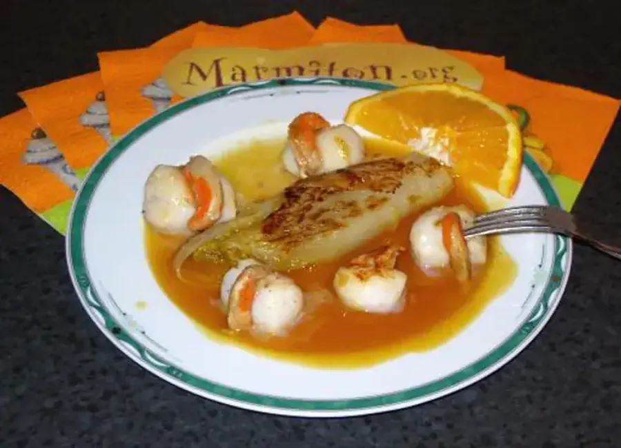 Coquilles saint jacques aux endives et à l'orange