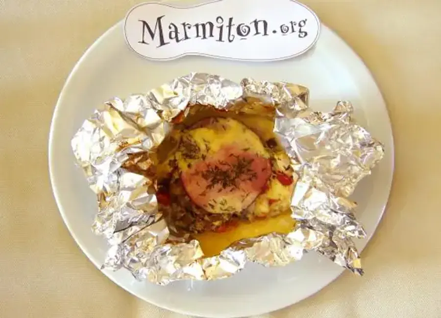 Papillote de poulet au bacon