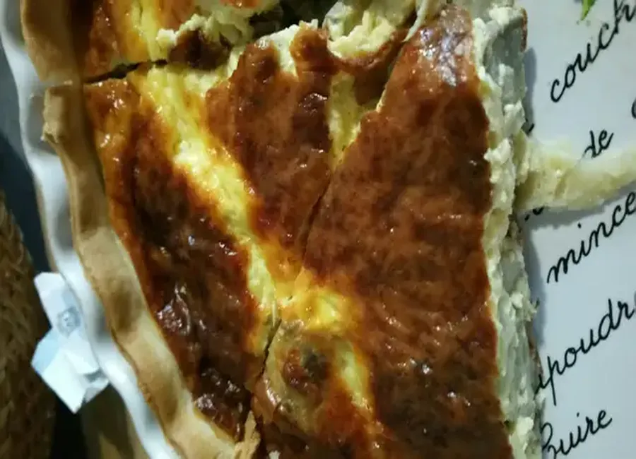 Quiche champignons, poireau, comté
