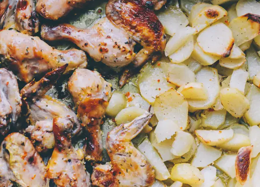 Poulet au vin blanc et oignons