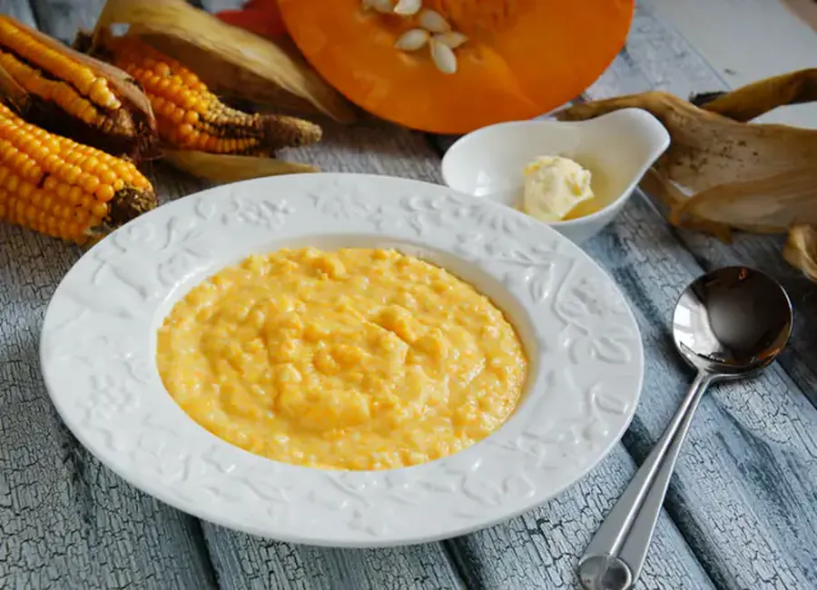 Polenta au potiron et aux champignons