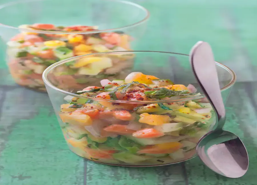 Tartare saumon avocat mangue