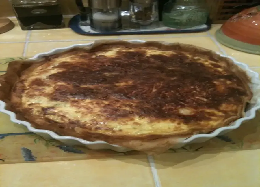 Tarte aux poireaux, munster et jambon