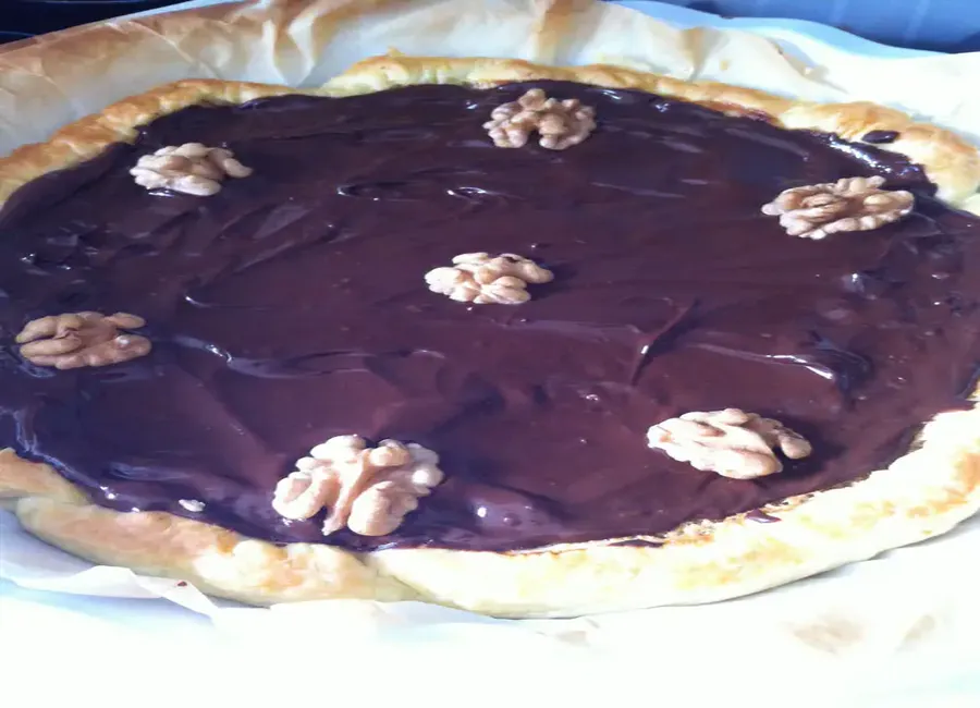 Tarte fondante au chocolat et noix