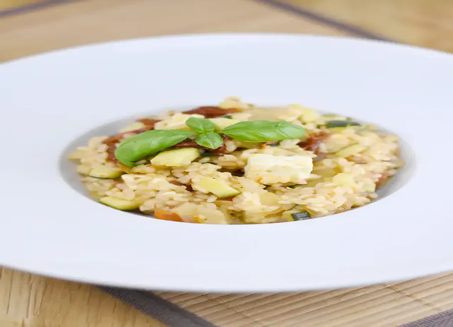 Risotto de courgettes aux tomates séchées