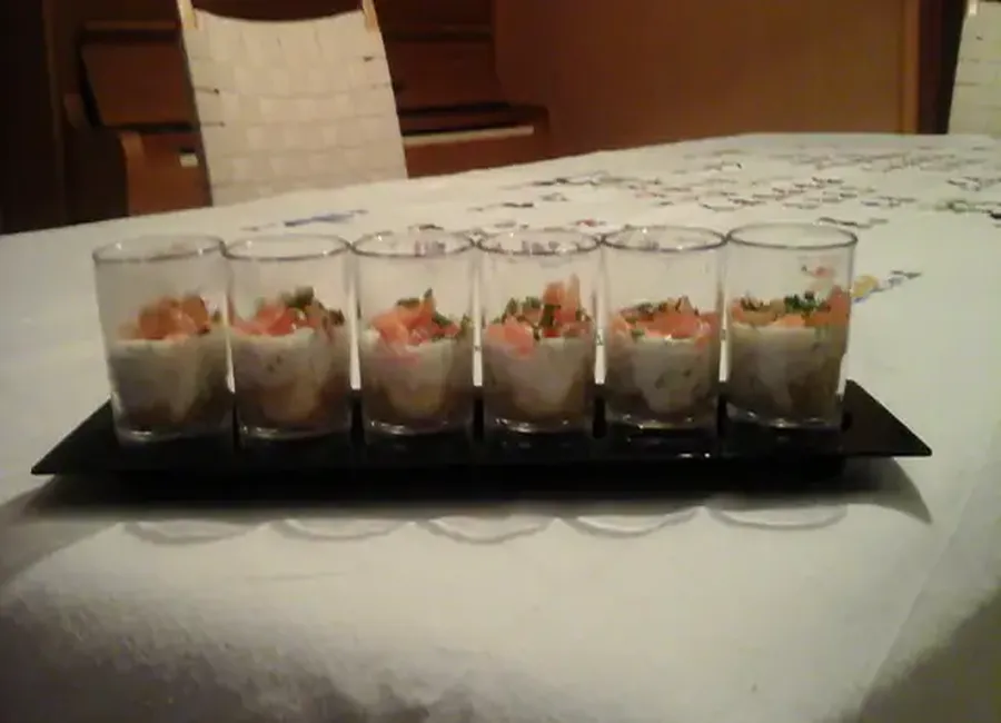 Verrine de saumon en cheese cake