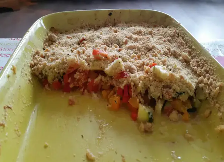 Crumble courgettes-poivrons