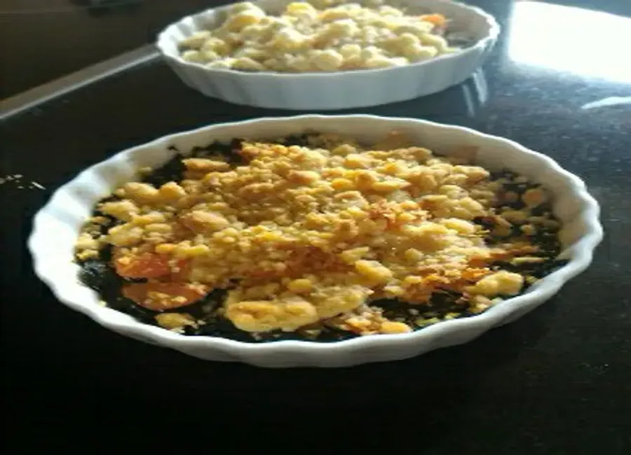 Crumble saumon épinards