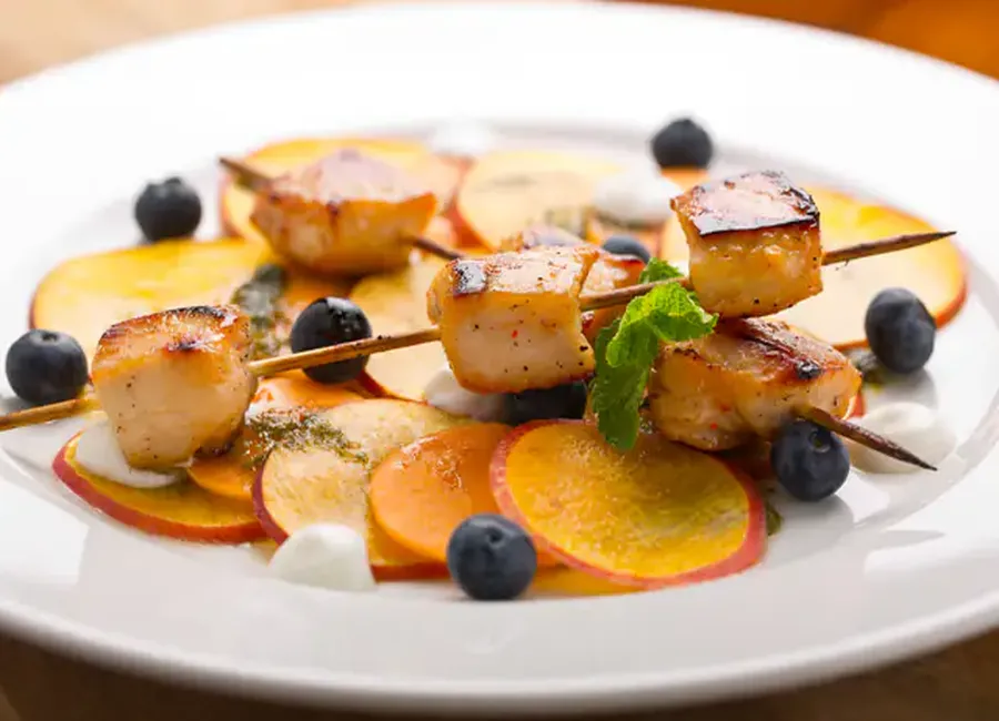 Brochettes de poulet piquant à l'orange
