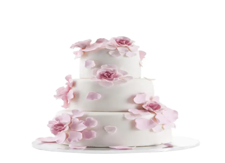 Wedding cake blanc aux pétales de fleur