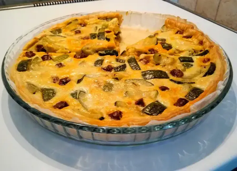 Quiche merguez, cumin et courgettes