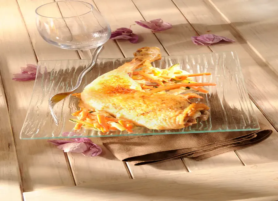 Chapon truffé poché au champagne