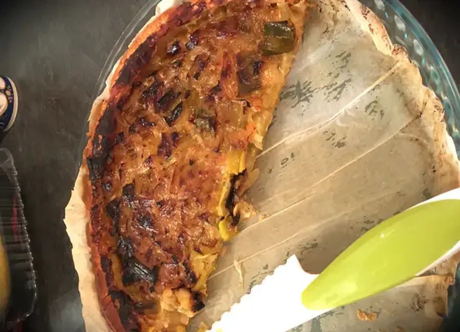 Tarte fondante aux poireaux et oignons