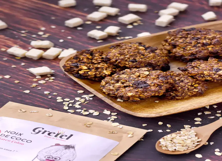 Cookies avoine chocolat, noix de coco et banane