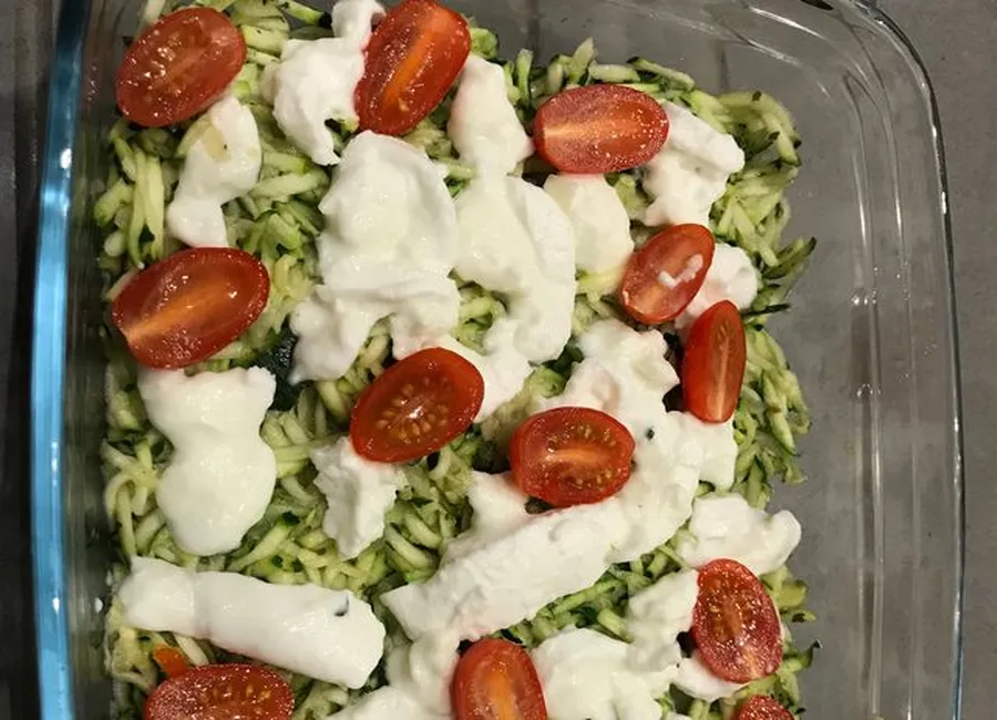 Gratin de courgettes rapées et truite fumée