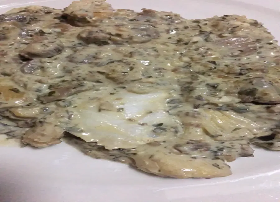 Joues de légine, crème aux herbes et noix