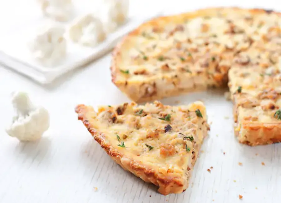 Quiche au chou-fleur et aux champignons