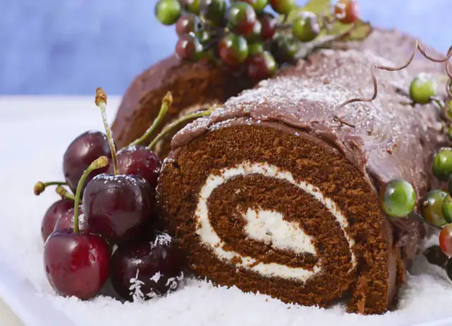 Bûche de noël aux marrons et au chocolat