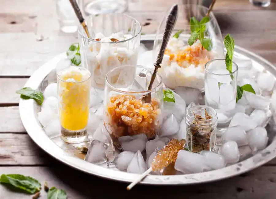 Granité de fruits et tisane chaud froid