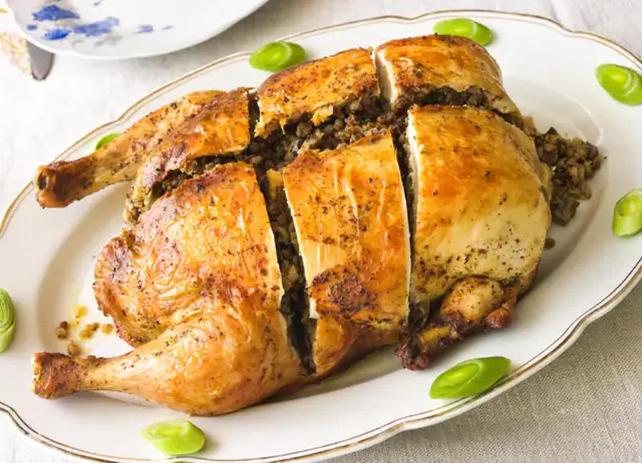 Poulet farci au foie gras