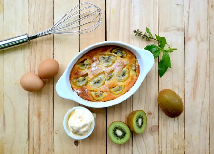 Clafoutis aux kiwis au kirsch