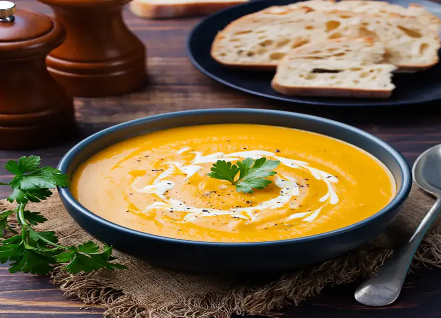 Soupe potiron-poivron au curry