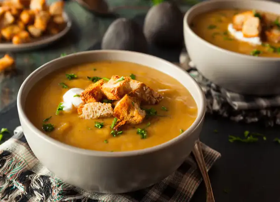Potage au potiron et pommes