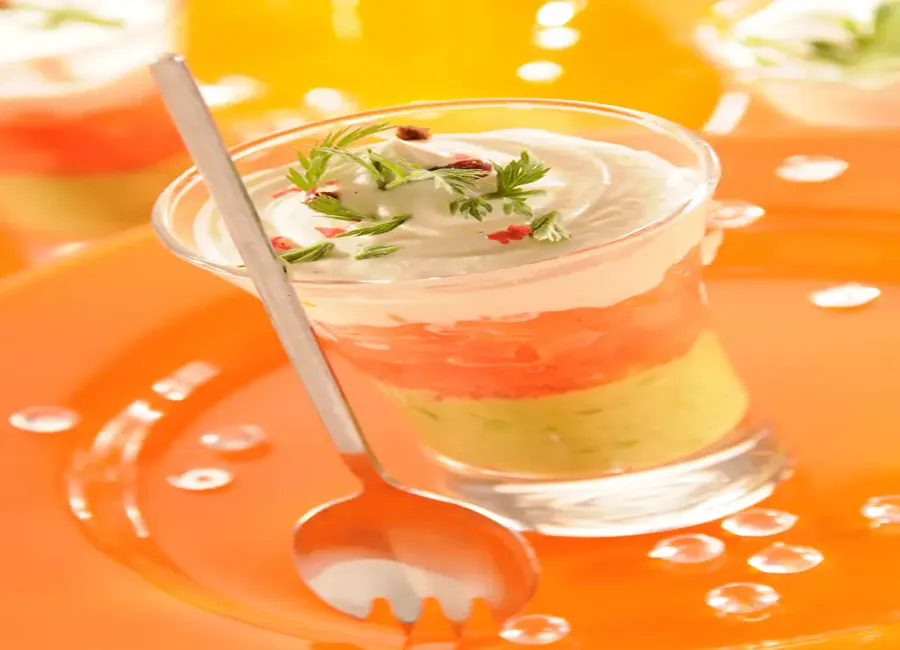Verrines de saumon - avocats - pamplemousse