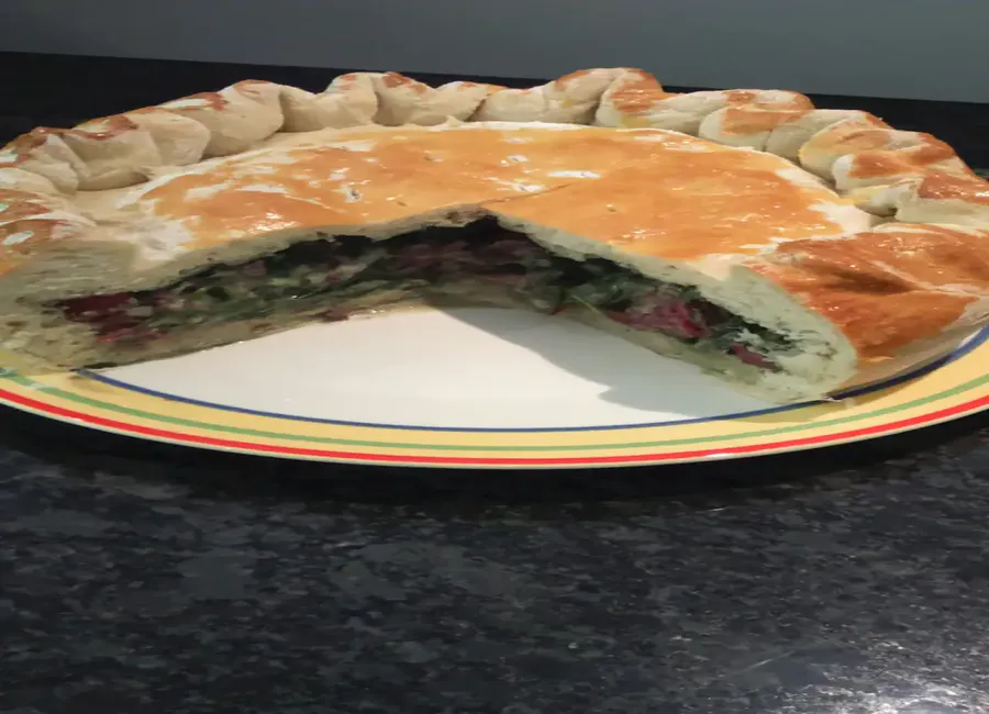 Tourte pousses d'épinards et gésiers