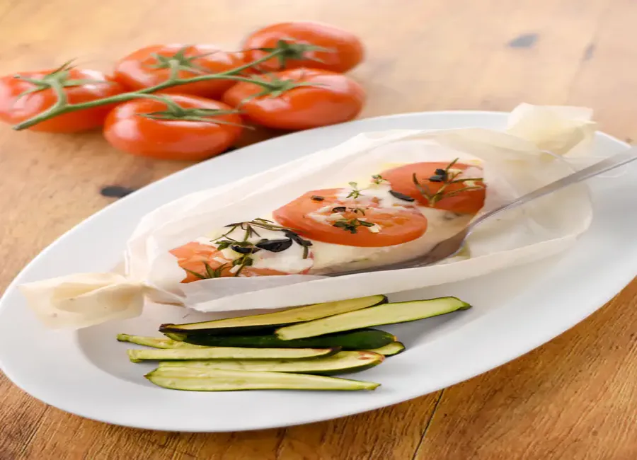 Papillote de saumon à la mozzarella