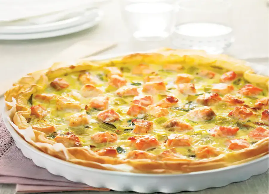 Quiche saumon et poireaux